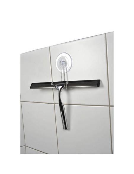 raclette avec manche acier inoxydable support ventouse - chrome