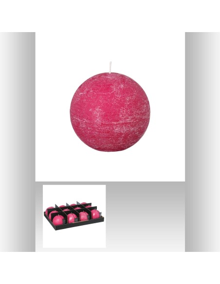 103140 - bougie boule rustic fusch d10 D. 10 cm