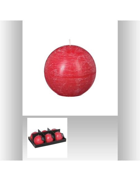 103149-bougie boule rustic rouge d12