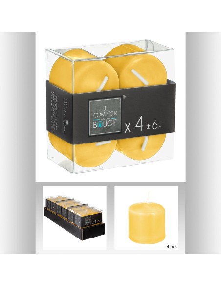 103190b-bougie vtv jaune 3.8x3.8 x4 D. 3,9 x H. 3,5 cm