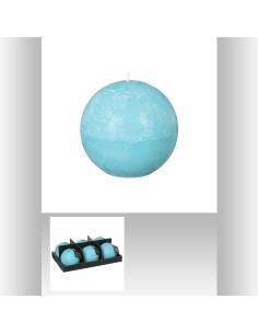 103151-bougie boule rustic turq d12 D. 12 cm