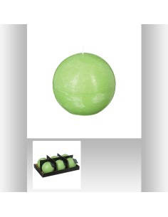 103152-bougie boule rustic vert d12 D. 12 cm