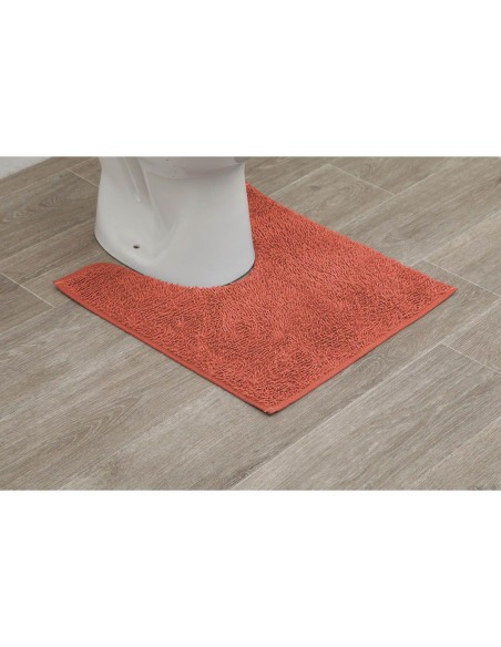 7601122 - tapis contour wc polyester 45x50 cm - corail orange