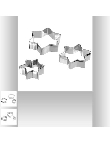 115200 - emporte piece mini x3 inox ass L. 7 x P. 7 x H. 1,7 cm