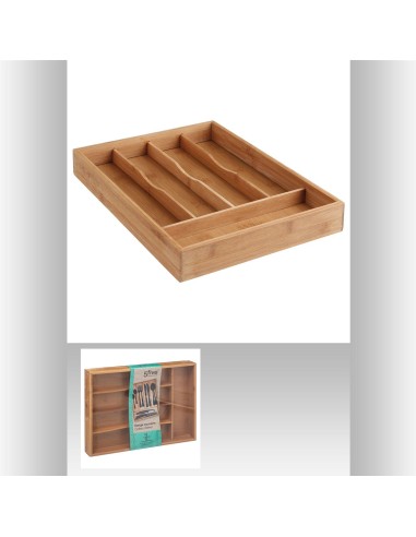 115242 - range couvert 5comp bambou L. 34 x P. 25 x H. 4,3 cm
