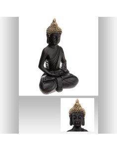 bouddha assis noir/or h39,5