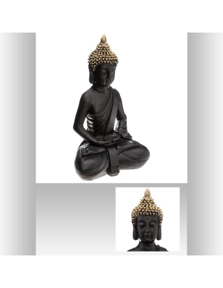 bouddha assis noir/or h39,5