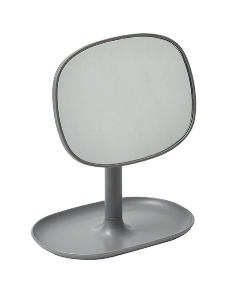8547181-miroir forme retroviseur plastique 1 face reglable - gris fonce
