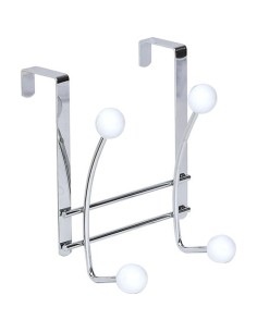 9027100 - patere metal 4 crochets ceramique - chrome/blanc