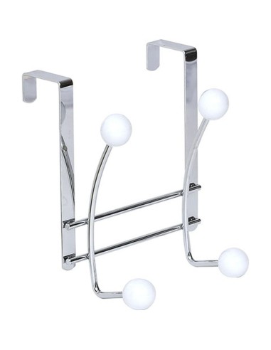 9027100 - patere metal 4 crochets ceramique - chrome/blanc