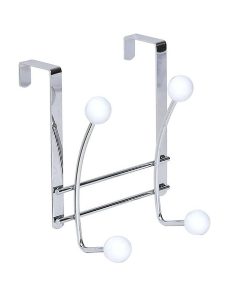 9027100 - patere metal 4 crochets ceramique - chrome/blanc