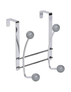 9027180 - patere metal 4 crochets ceramique - chrome/gris