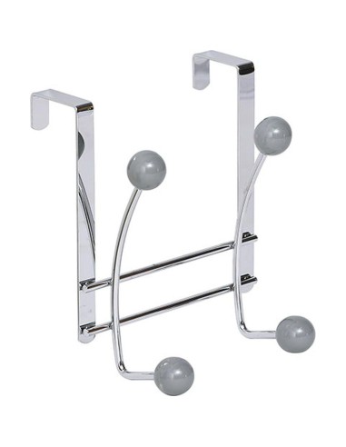 9027180 - patere metal 4 crochets ceramique - chrome/gris