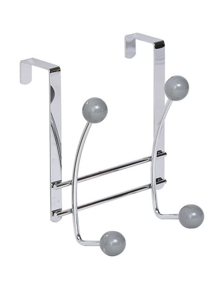 9027180 - patere metal 4 crochets ceramique - chrome/gris