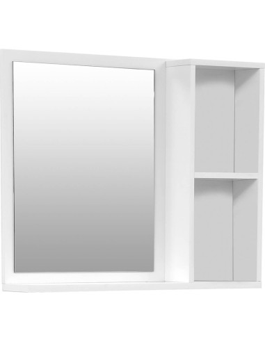 miroir mdf 2 niches/1 etagere - blanc