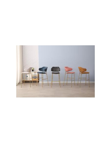 tabouret de bar  bobby - orange/uf912-02 & pds dorees