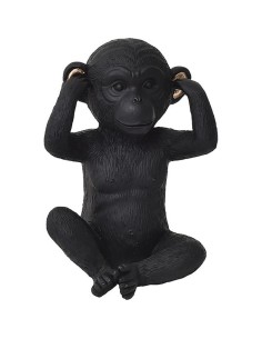 6003634 - singe de la sagesse en resine version ouie - noir/or
