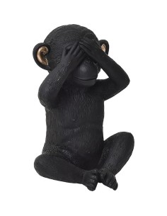 6004634 - singe de la sagesse en resine version vue - noir/or