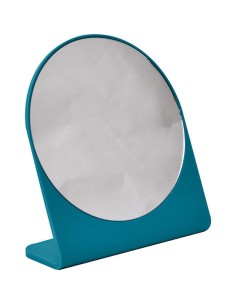 8534119-miroir forme ronde 1 face avec base - bleu canard