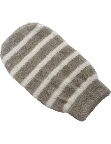 75505234 - gant de toilette lin/coton raye - taupe/creme