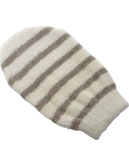 75506233 - gant de toilette lin/coton raye - creme/taupe