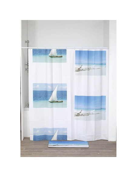 1100642-rideau de douche peva 180x180 cm - coconut island