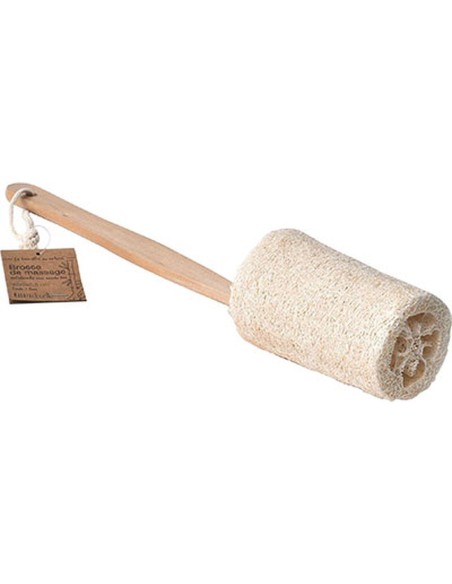 75521104 - brosse de massage exfoliante loofa avec manche bois - naturel