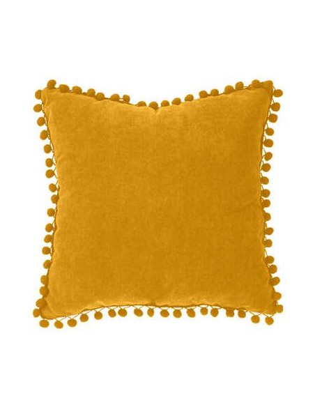 131656r - coussin pompons ocre 40x40
