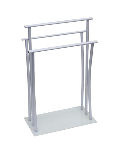 9668100 - porte serviettes metal 3 barres base en verre trempe blanc - blanc