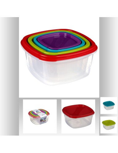 120394-boite carre pp x4 colors set L. 15,5 x P. 15,5 x H. 7,7 cm