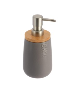 distributeur a savon dolomite rond bath 410 ml - gris/bambou