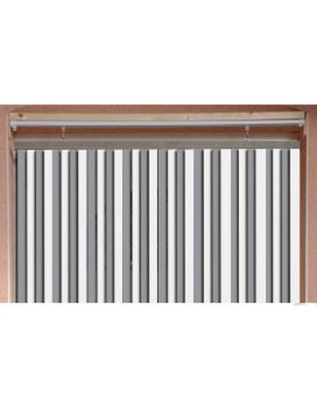 5520593-rideau de porte lanieres plastique 90 x 220 cm - gris-blanc