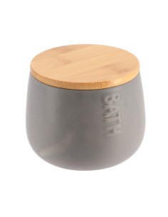 6782260-boite a coton dolomite ronde bath - gris/bambou