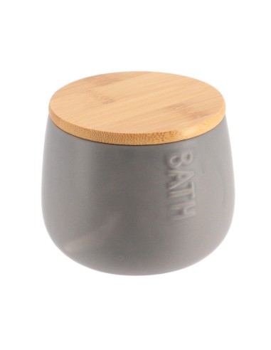 6782260-boite a coton dolomite ronde bath - gris/bambou