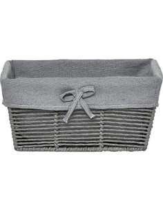 moyenne paniere rectangulaire papier 31 x 22 x h15 cm  - gris / tissu gris