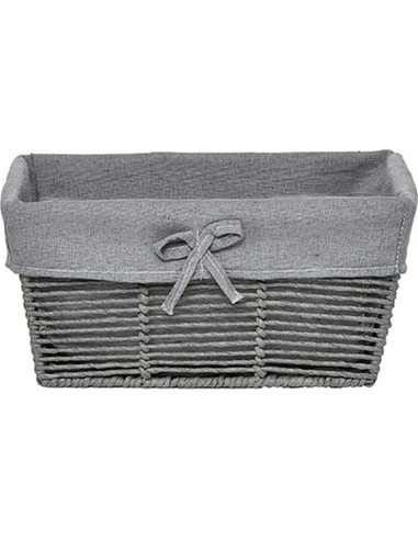 moyenne paniere rectangulaire papier 31 x 22 x h15 cm  - gris / tissu gris