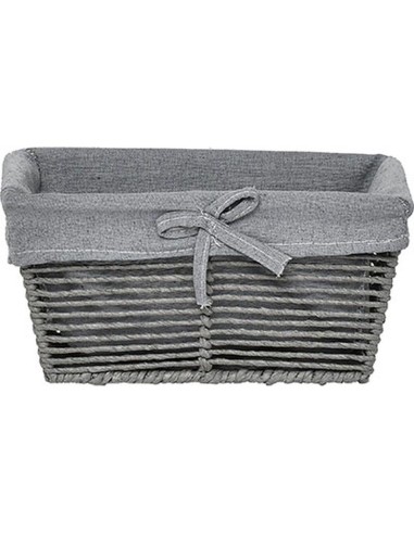 petite paniere rectangulaire papier 26 x 17 x h13 cm  - gris / tissu gris