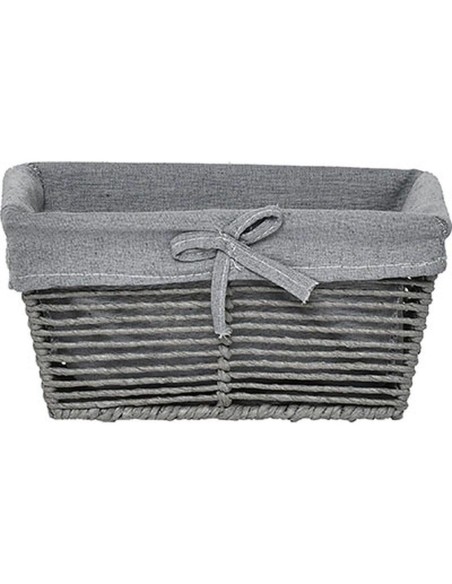 petite paniere rectangulaire papier 26 x 17 x h13 cm  - gris / tissu gris