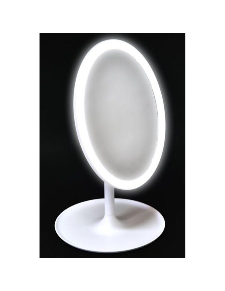 8550100 - miroir ps oval a led sur pied - blanc