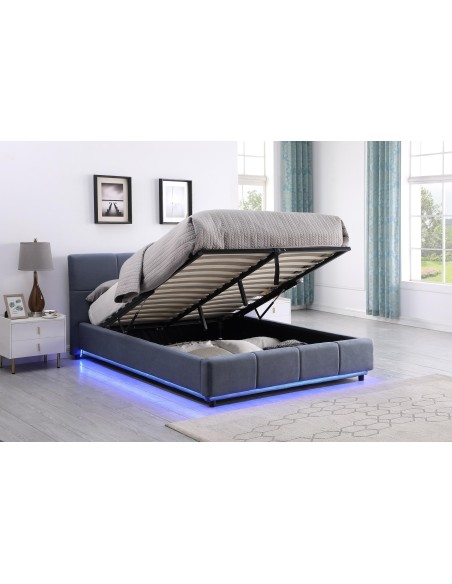 sl9541 - lit haora taupe 160x200 avec coffre ? verin