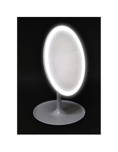 miroir ps oval a led sur pied - gris