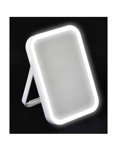 8551100 - miroir ps rectangulaire a led sur pied - blanc
