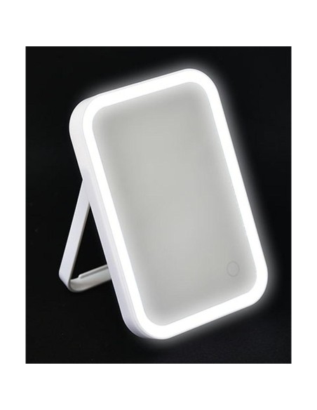 8551100 - miroir ps rectangulaire a led sur pied - blanc