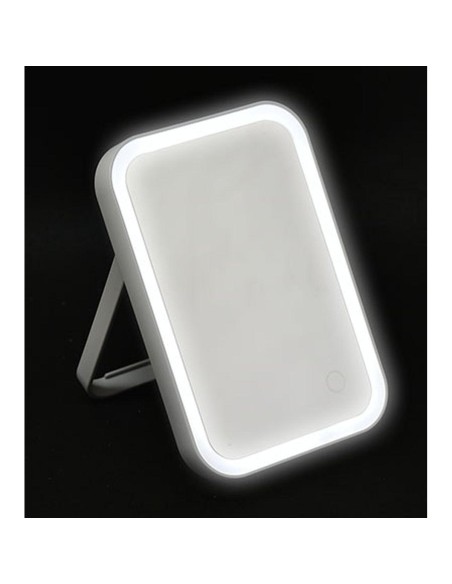 8551180 - miroir ps rectangulaire a led sur pied - gris