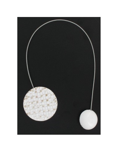 2861101 - embrasse metallisee aimantee ronde mosaique newport - blanc/or