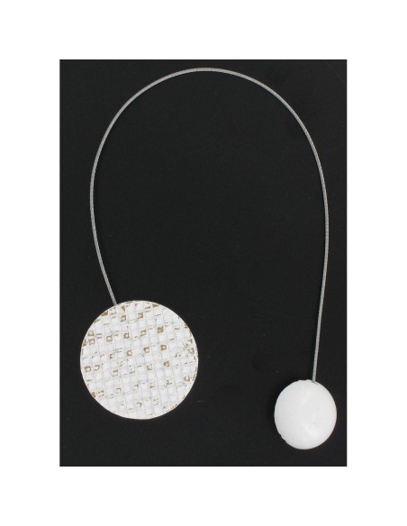 2861101 - embrasse metallisee aimantee ronde mosaique newport - blanc/or