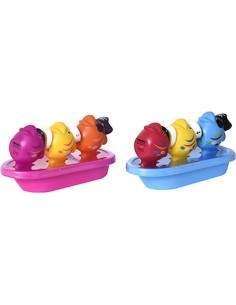 952025 - set de 3 poissons pvc avec bateau pp coloris assortis - enfantine