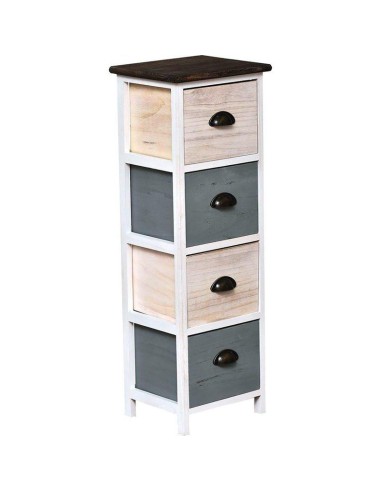 98126227 - meuble paulownia/mdf 4 tiroirs avec poignees metal - naturel/blanc/ve