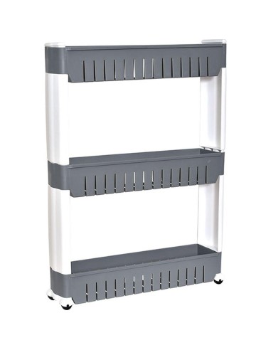 9899208 - meuble de rangement pp 3 niveaux sur roulettes - blanc/gris