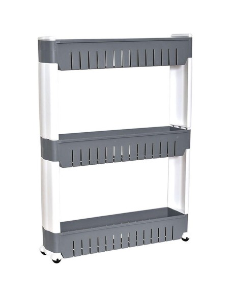 9899208 - meuble de rangement pp 3 niveaux sur roulettes - blanc/gris